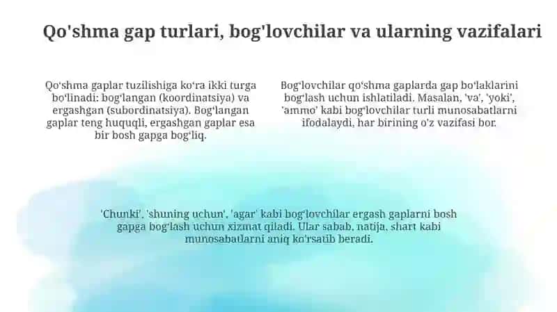 Sodda gapning murakkablashuvi.Uyishgan gap 4