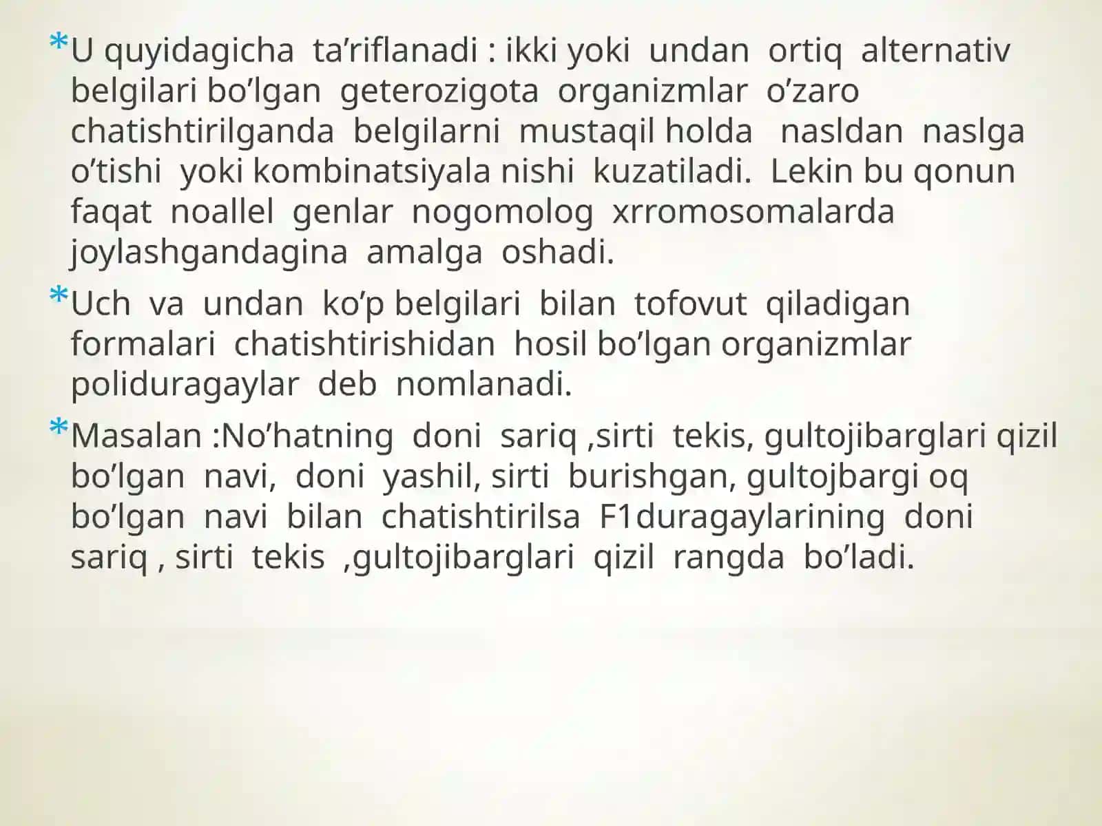 G.Mendelning uchunchi qonuni 4