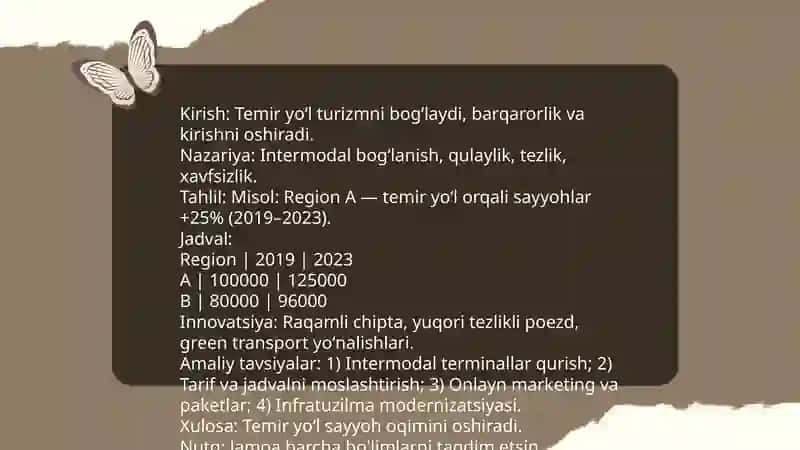 Transport infratuzilmasining turizm rivojiga ta'siri 4
