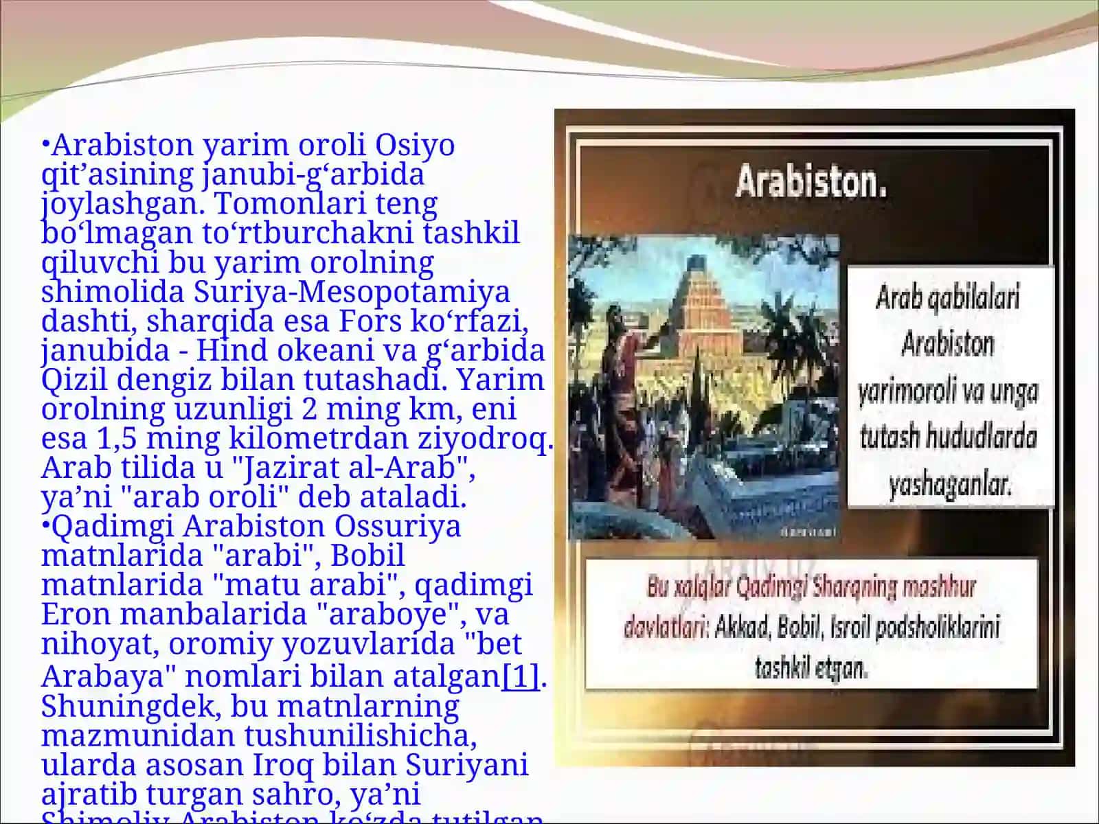 Arabistonning tabiiy sharoiti va aholisi 4