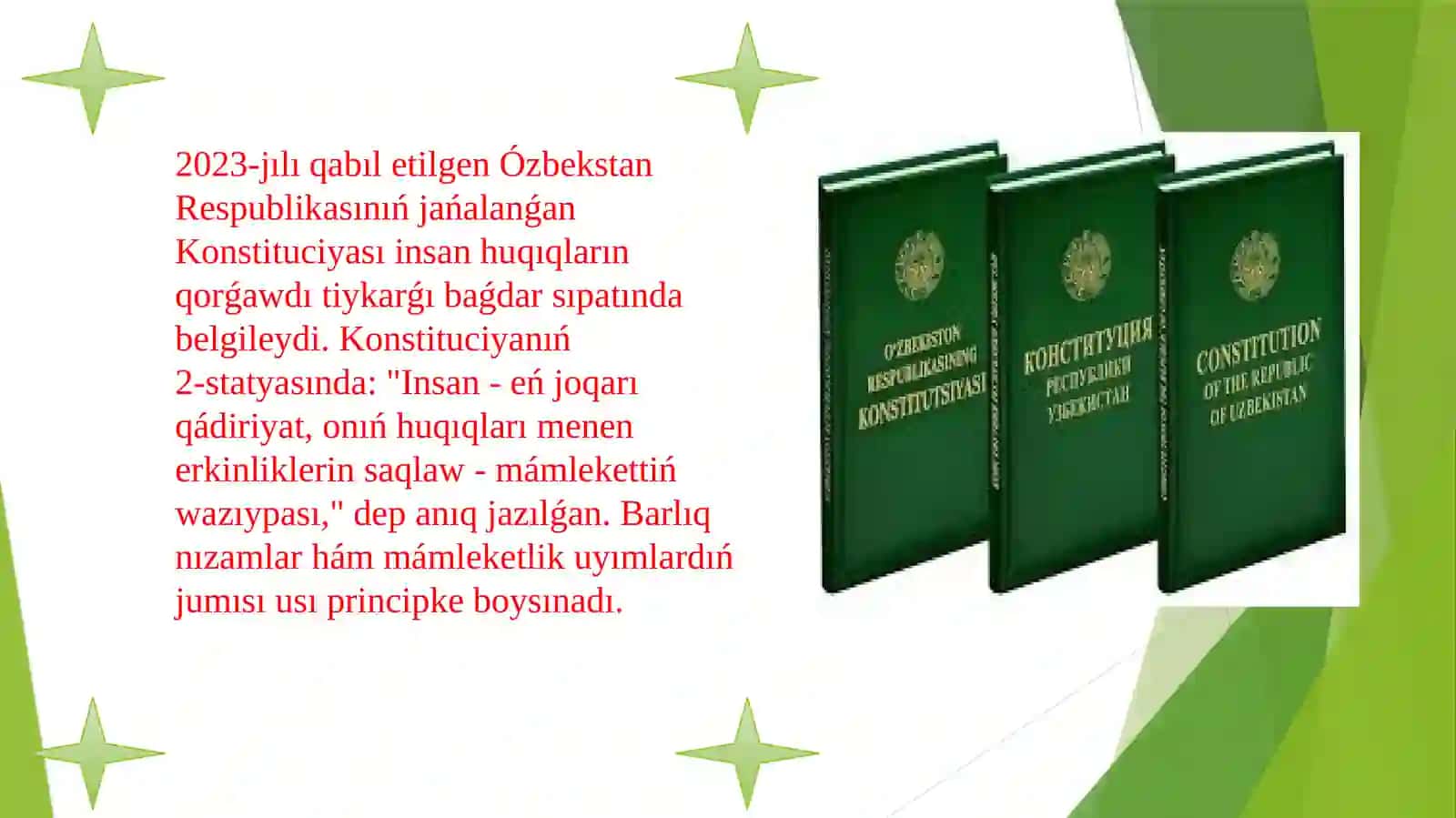 Insan hám puqaraniń tiykarǵi huqıqlari, erkinlikleri hám minnetleri 4