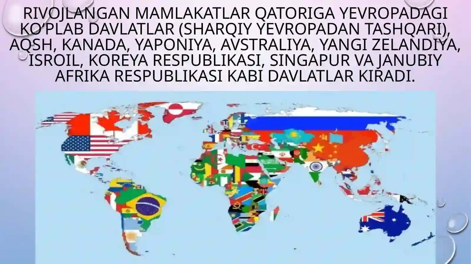 Jahon mamlakatlarining ijtimoiy-iqtisodiy rivojlanish darajasi 4