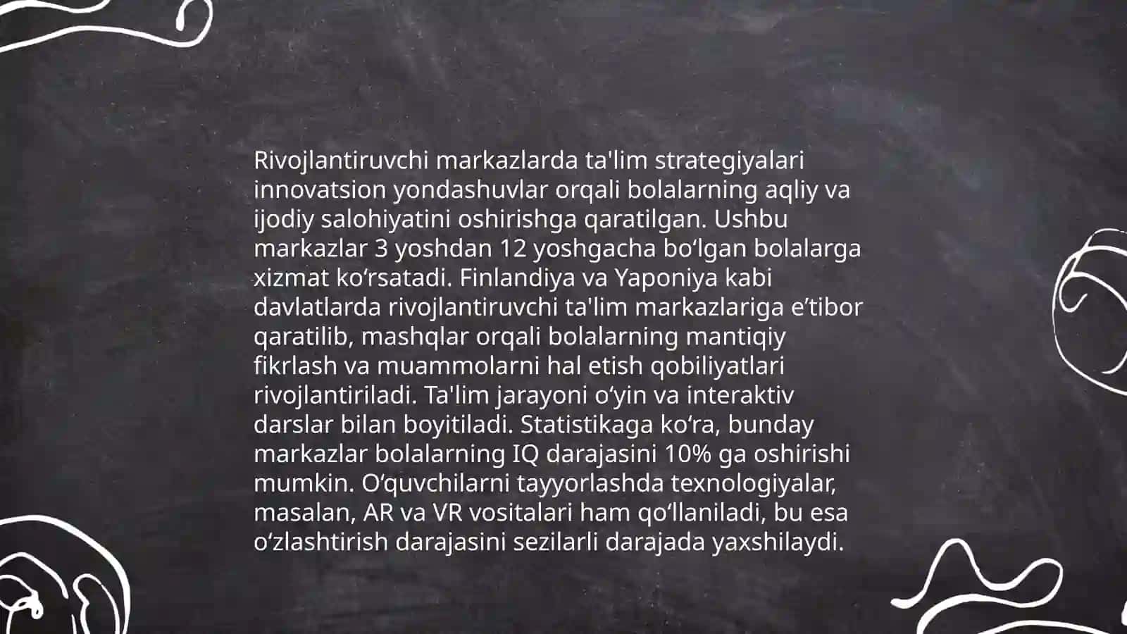 Rivojlantiruvchi markazlarda ta'lim jarayonlarining boğliqligi va öziga xosligi Sojida Tadjibaevna 4
