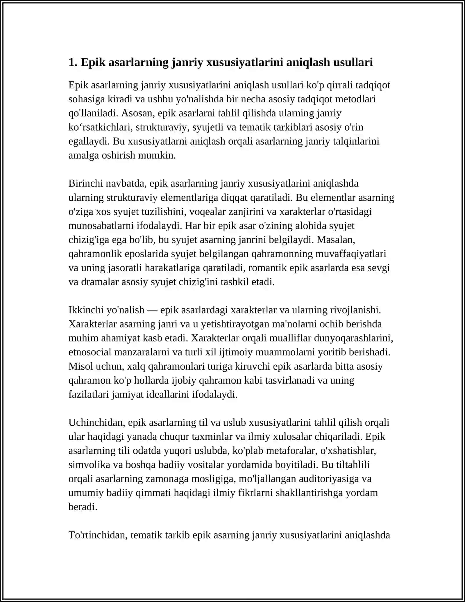 EPIK ASARLARNI TAHLIL QILISH USULLARINI OʻRGANISH 4