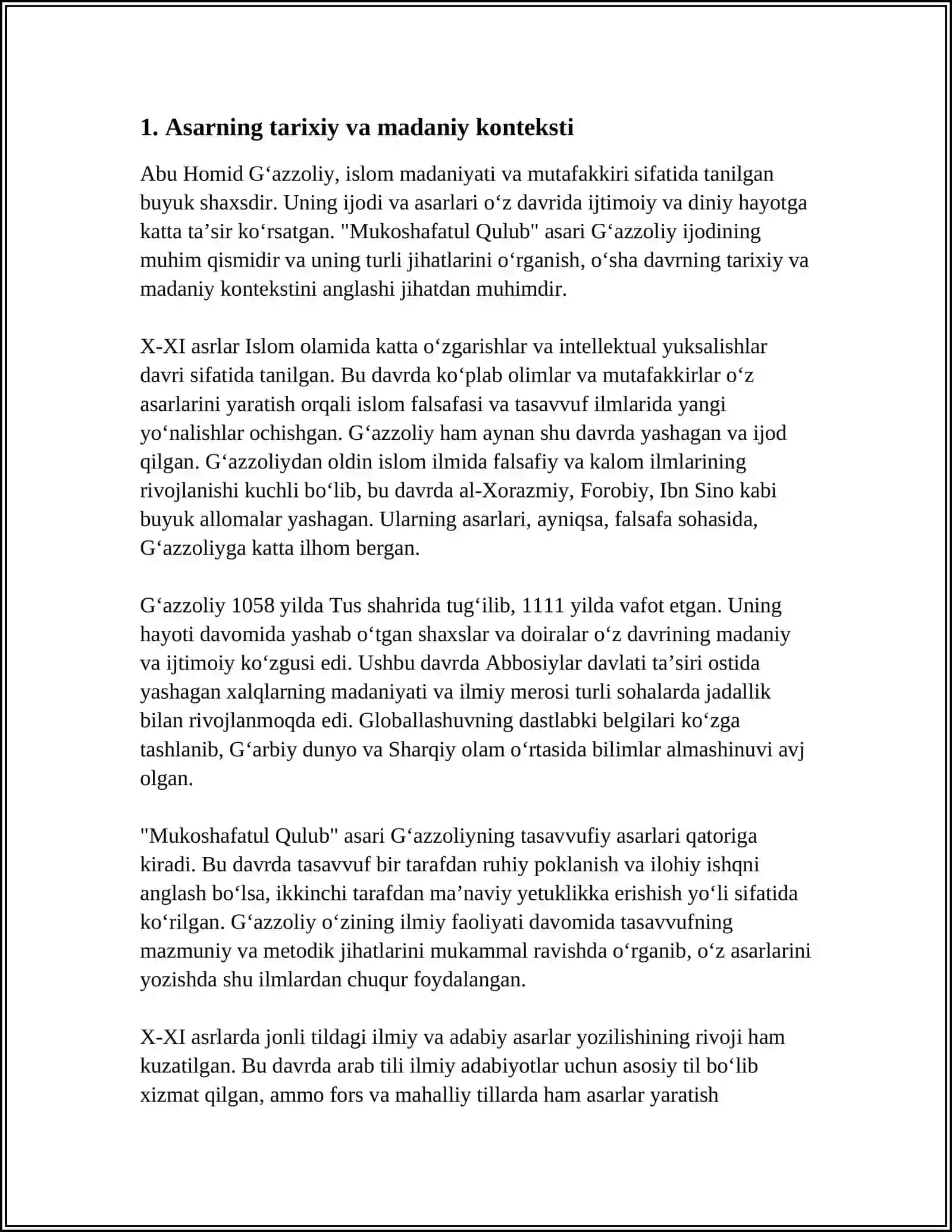 ABU HOMID GʻAZZOLIYNING “MUKOSHAFATUL QULUB” ASARI 4