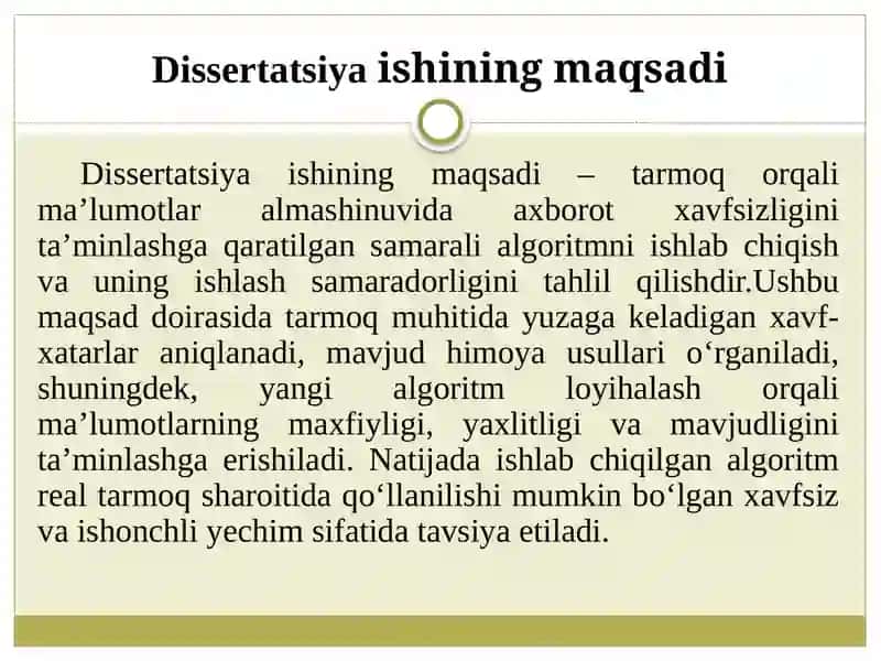 Tarmoq orqali ma'lumotlar almashinishda axborot xavfsizligini ta’minlash uchun algoritm ishlab chiqish 4