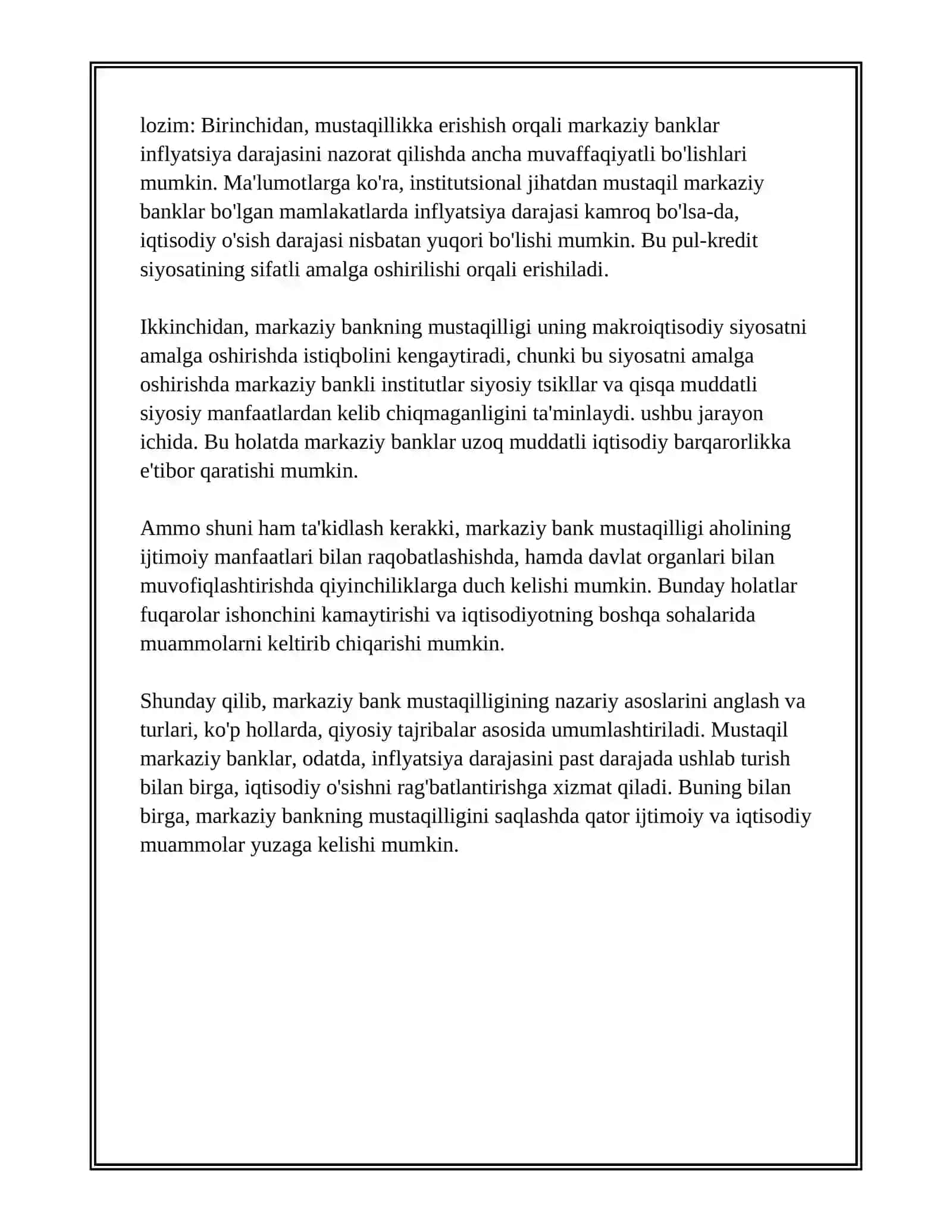 MARKAZIY BANK MUSTAQILLIGI VA UNING MONITAR SIYOSAT SAMARADORLIGIGA TA’SIRI 4