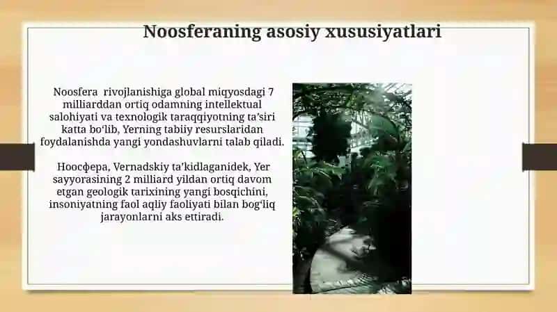 Ekologiya.Ekologik faktorlar Odam va biosfera,noosfera haqidagi V.I.Vernadskiyning o'rganishlari 4