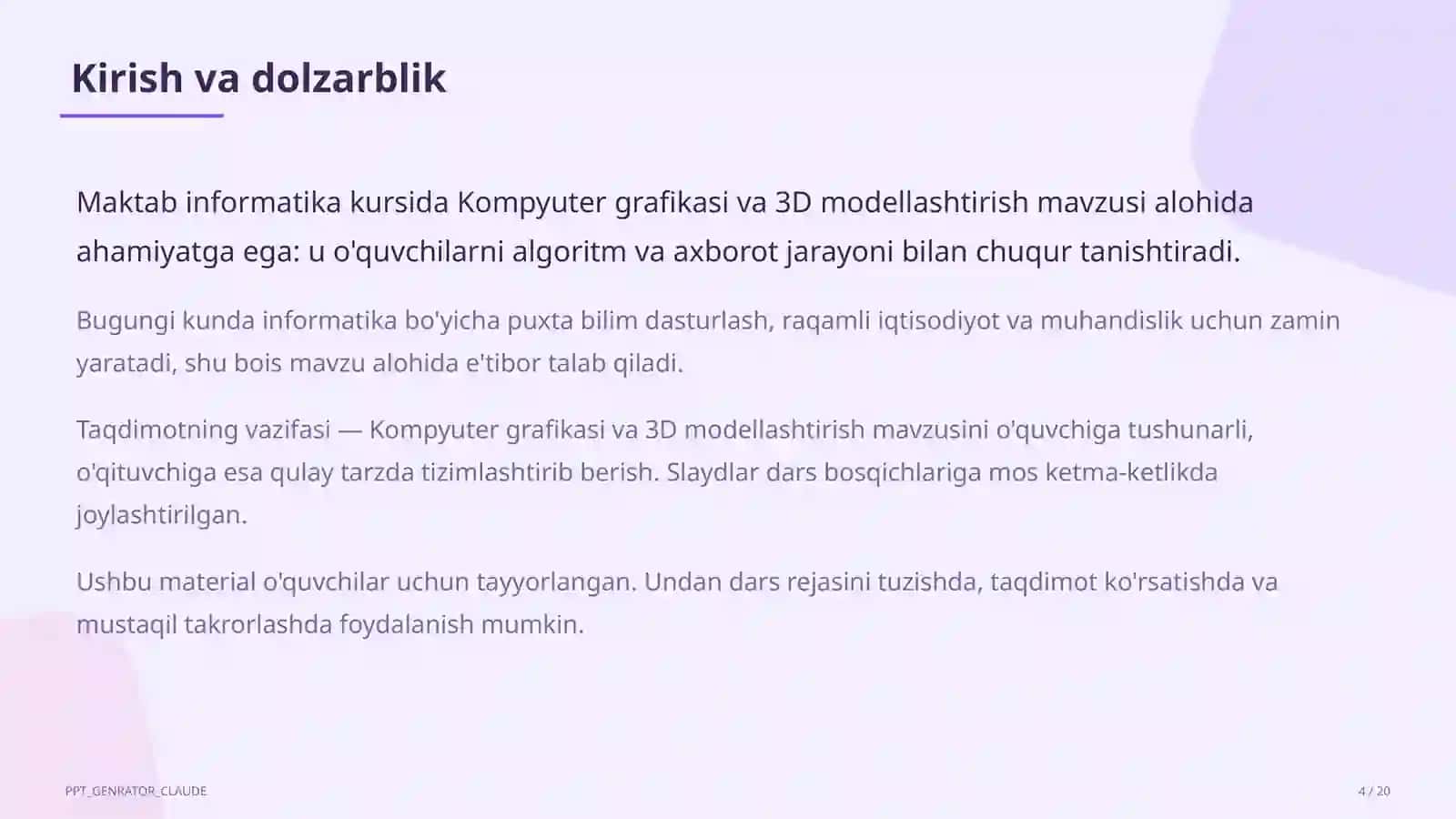 Informatika va axborot texnologiyalari (5–11) — o'quvchilar uchun 4