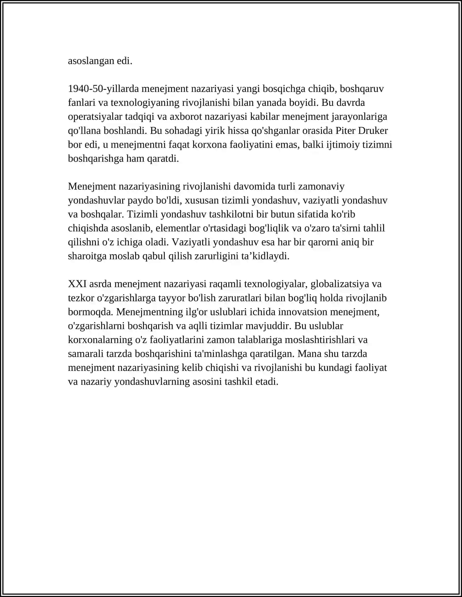MENEJMENT NAZARIYSINING SHAKLLANISHI VA RIVOJLANISHI 4