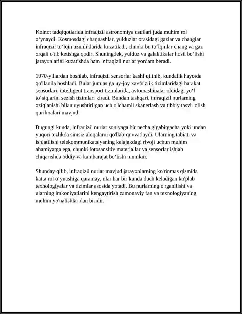 INFRAQIZIL VA ULTRABINAFSHA NURLARNING TABIATI. AFFERENT INNERVATSIYASI HAQIDA TUSHUNCHA 4