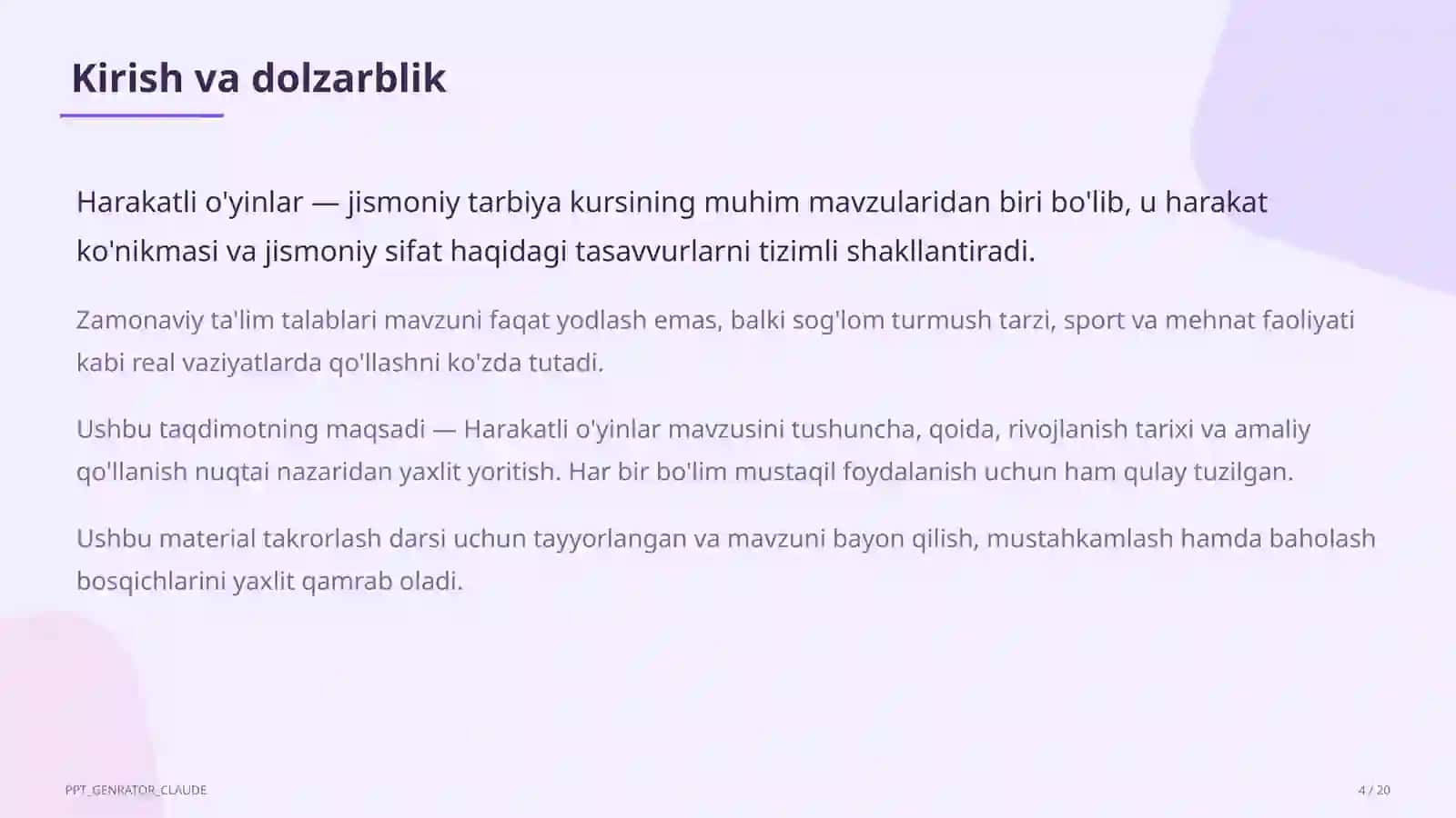Harakatli o'yinlar (1-sinf) 4
