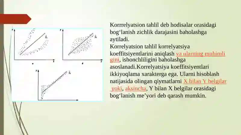 Chiziqli korrelyatsion-regression tahlilni amalga oshirishning bosqichlari 4