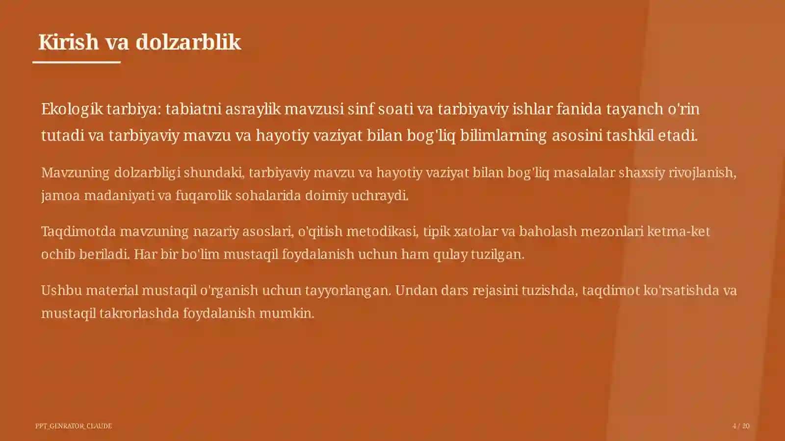 Ekologik tarbiya: tabiatni asraylik 4