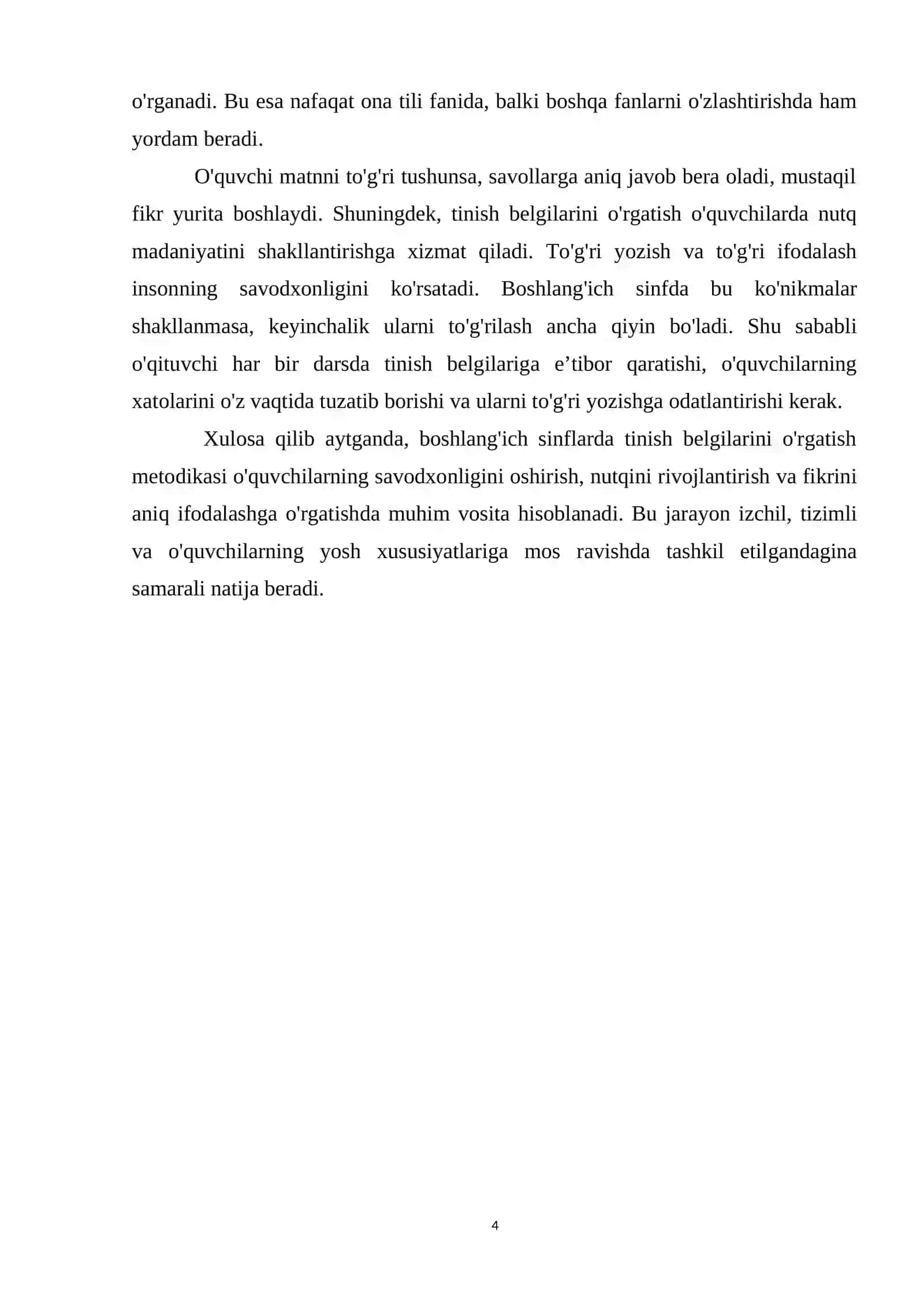 BOSHLANG'ICH SINFLARDA TINISH BELGILARINI O'RGATISH METODIKASI 4