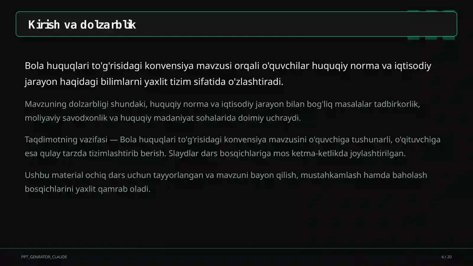Bola huquqlari to'g'risidagi konvensiya (9-sinf) 4