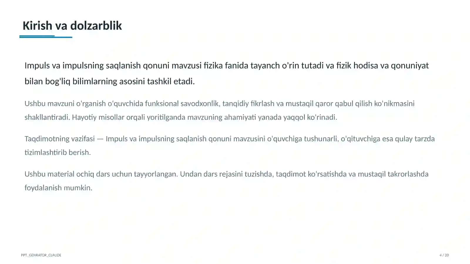 Impuls va impulsning saqlanish qonuni (9-sinf) 4