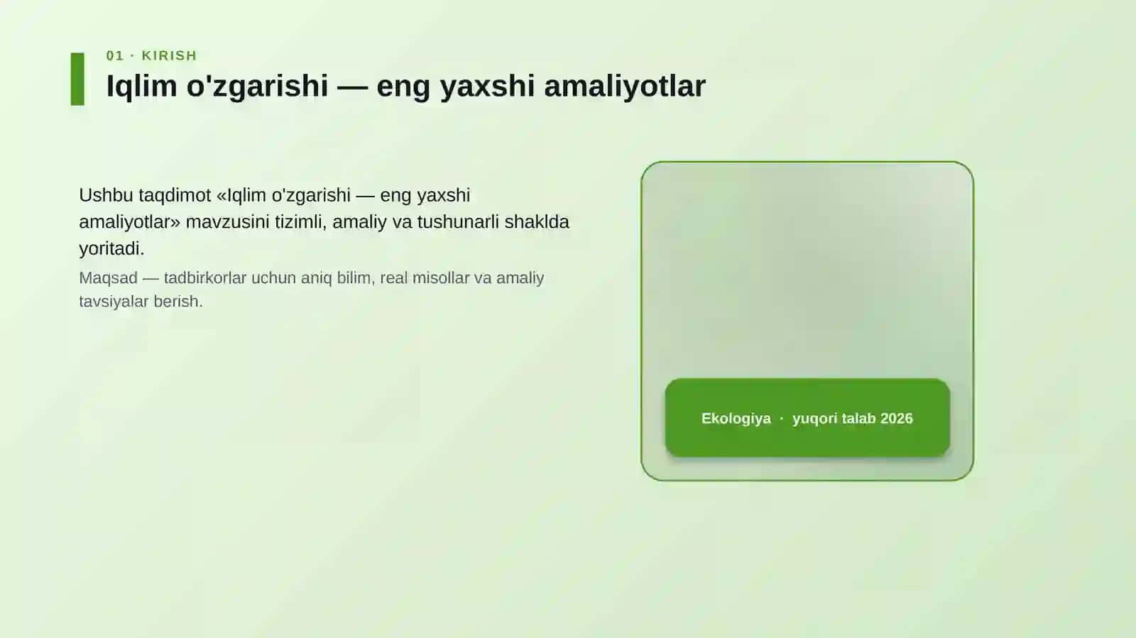 Iqlim o'zgarishi — eng yaxshi amaliyotlar 4