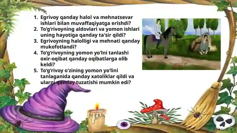 “To‘g‘rivoy va Egrivoy Ertagi” Mavzusida Tayyorlagan Taqdimoti 4