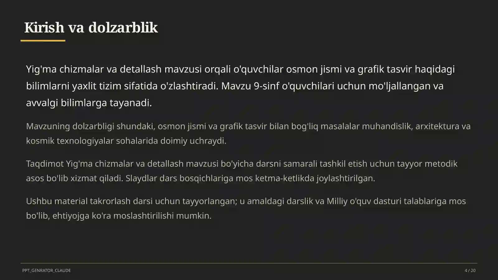 Yig'ma chizmalar va detallash (9-sinf) 4