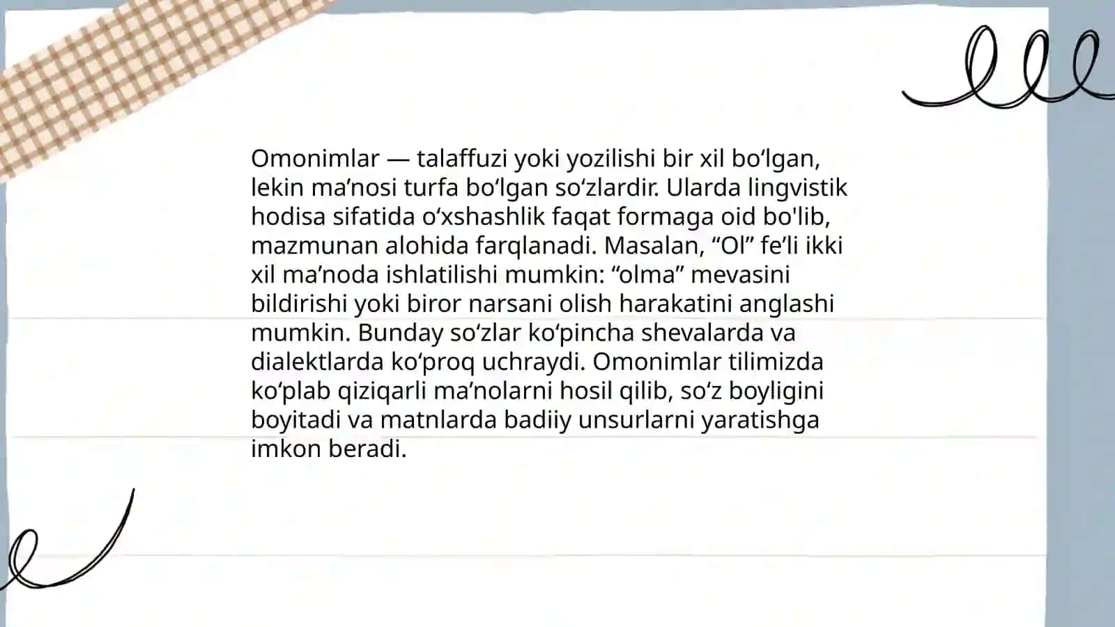 O'zbek tili omonimlar izohli lug'ati" ustida ishlash 4