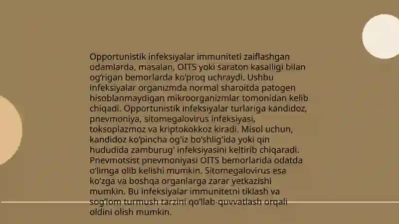 Immun tanqisliklarida opportunistik infeksiyalar boshqarilishi mexanizmi 4
