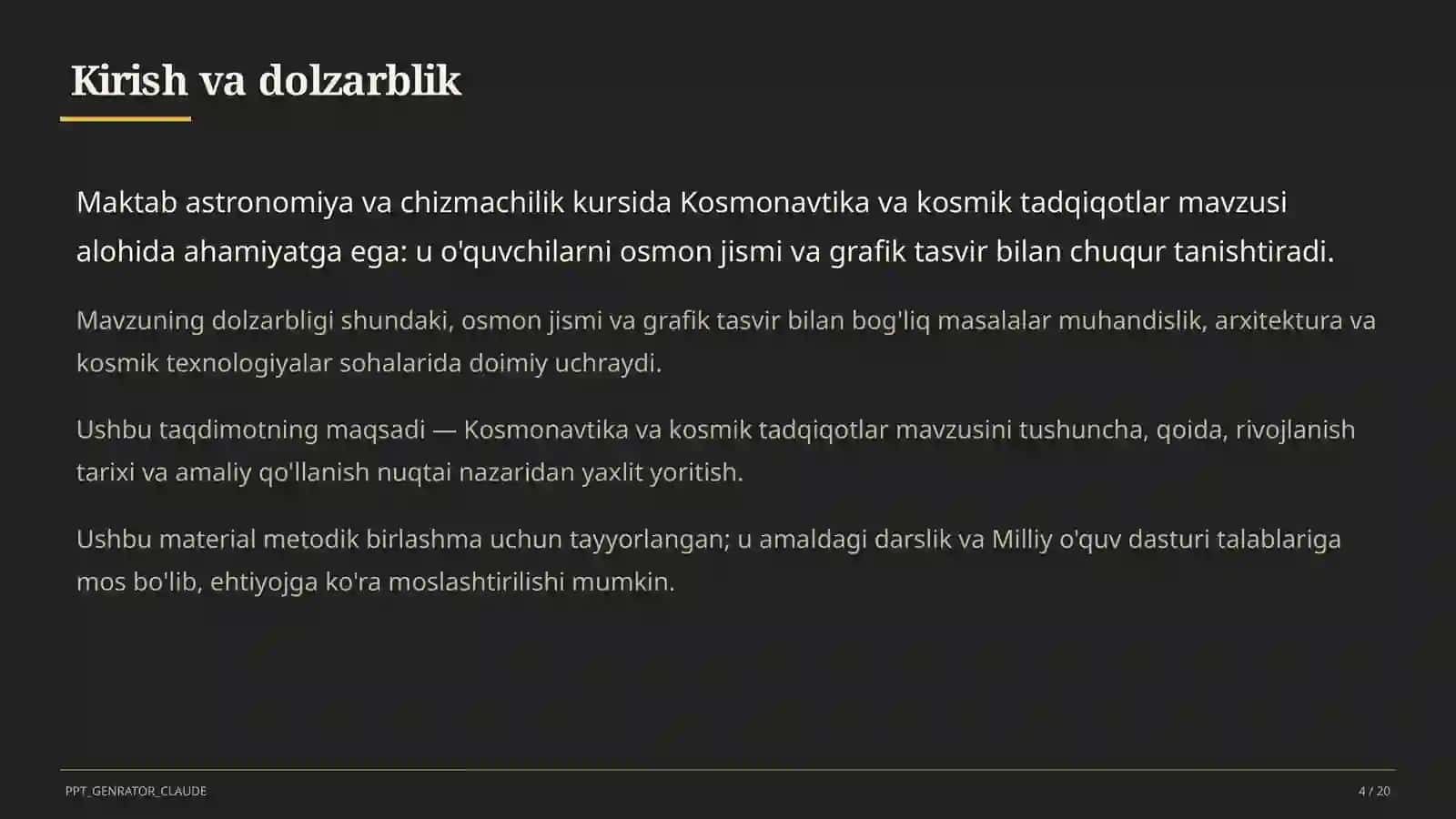 Kosmonavtika va kosmik tadqiqotlar (11-sinf) 4