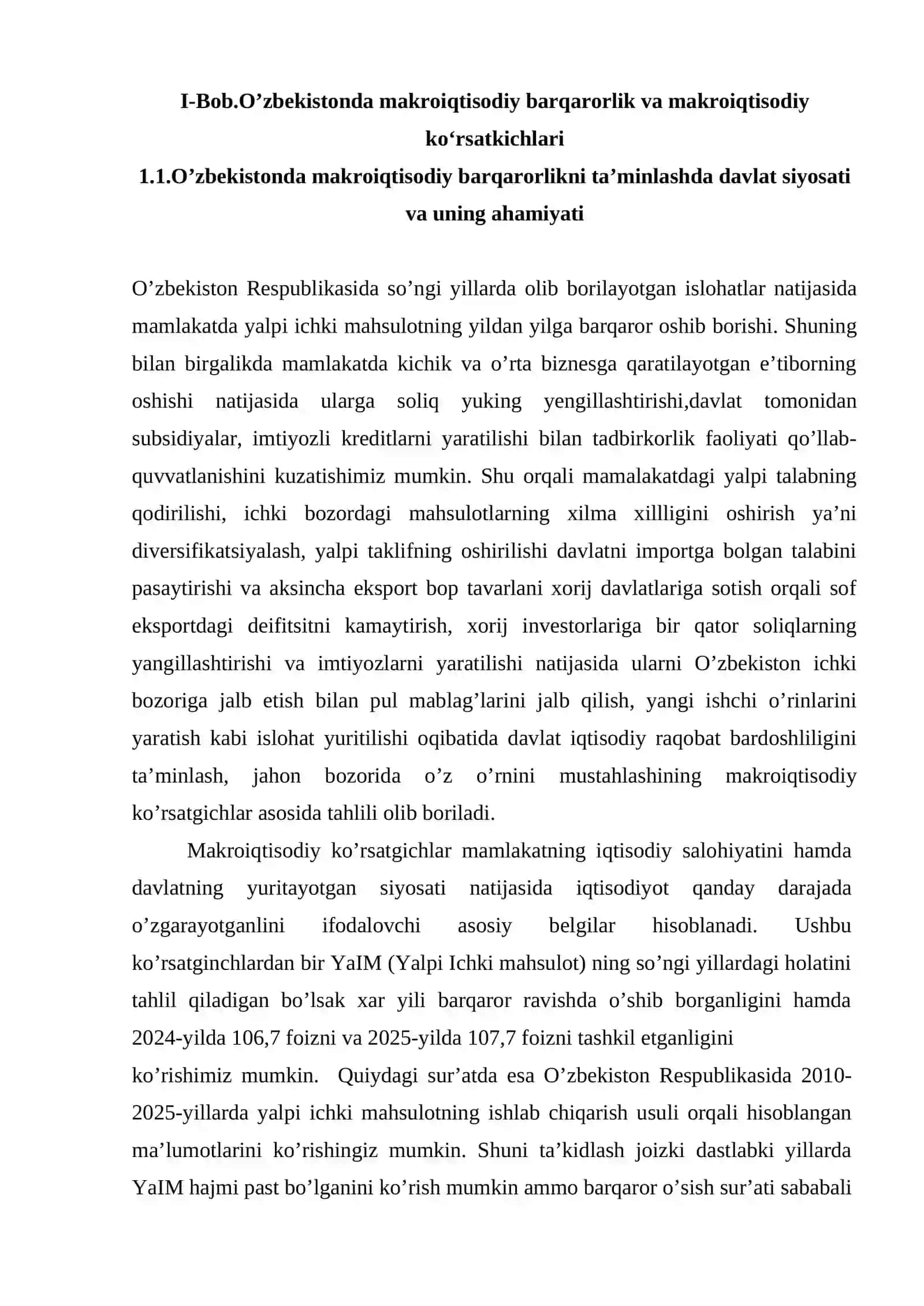 Mustaqillik yillarida O'zbekiston Respublikasi rivojlanishining makroiqtisodiy ko'rsatkichlari tahlili. 4
