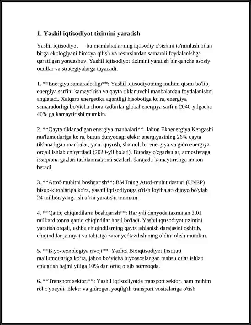 Yashil iqtisodiyot tizimini yaratish 4