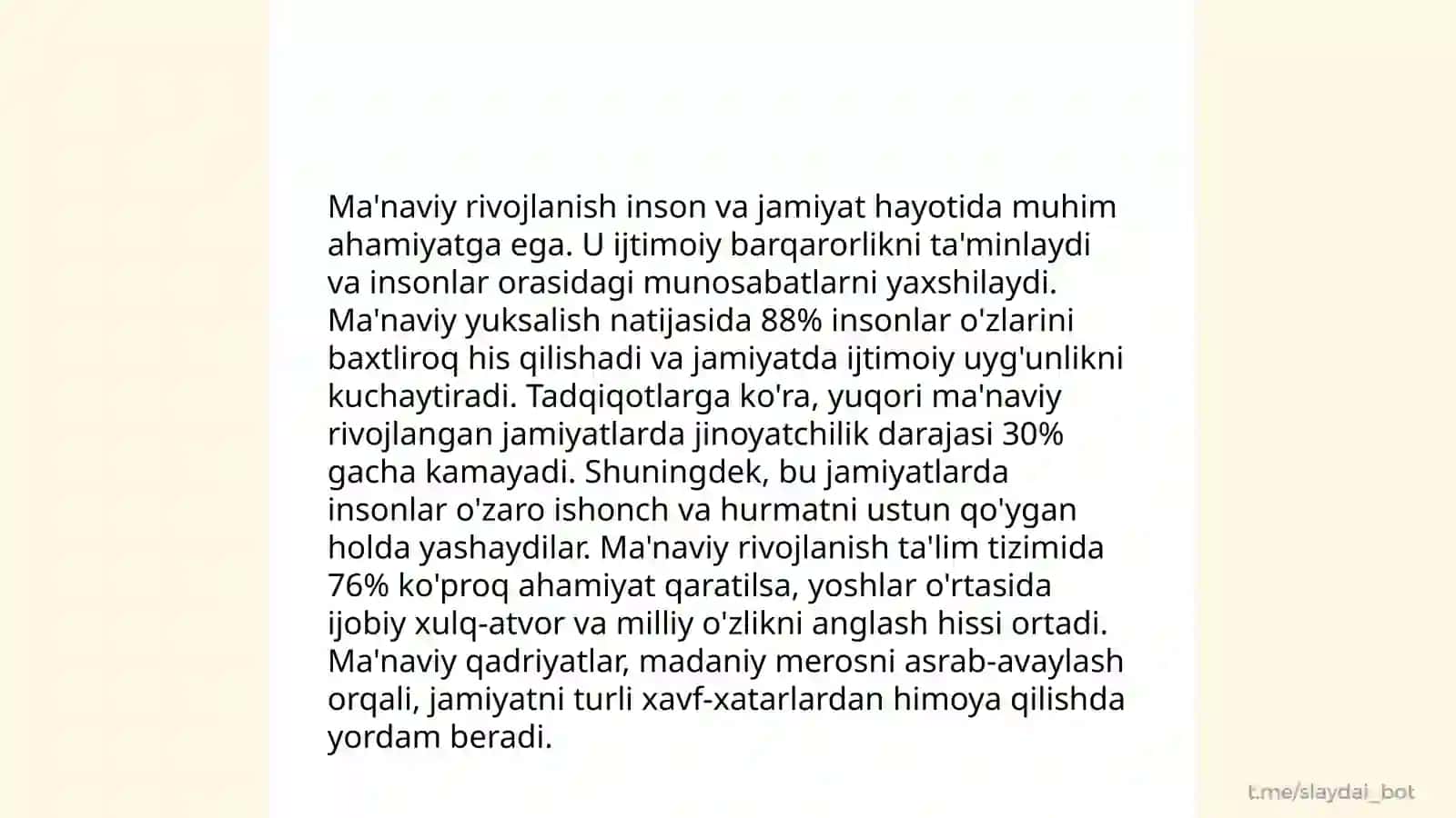 Moddiy va ma'naviy hayot uygʻunligi ijtimoiy taraqqiyotning muhim omili 4