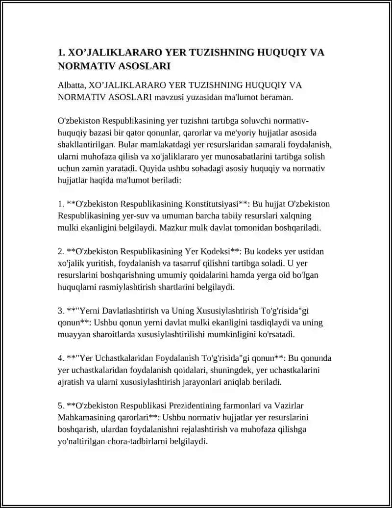 XO’JALIKLARARO YER TUZISHNING HUQUQIY VA NORMATIV ASOSLARI 4