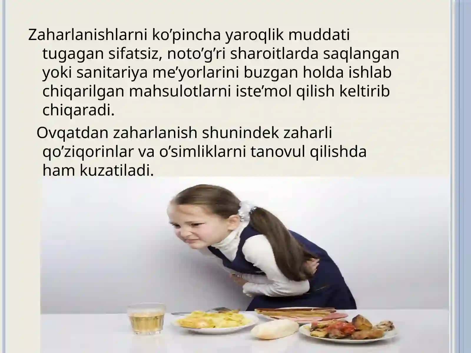 Ovqatdan zaharlanish turlari va oldini olish birlari 4