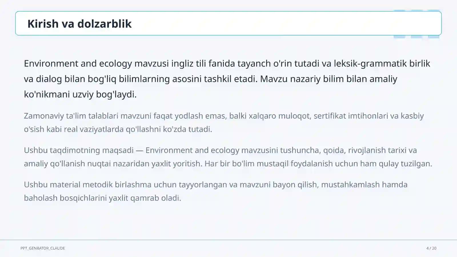Environment and ecology (9-sinf) 4