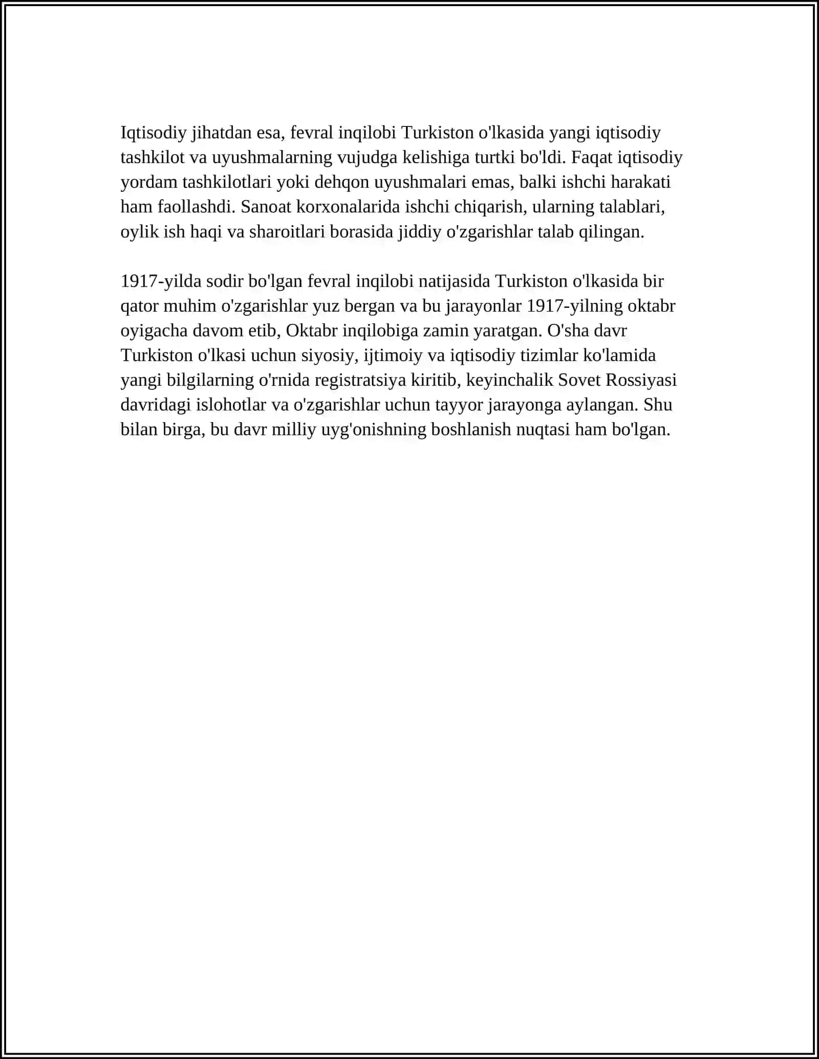 TURKISTON OʻLKASI 1917-YIL FEVRAL-OKTYABR ORALIGʻIDA.TURKISTON MUXTORIYATI 4