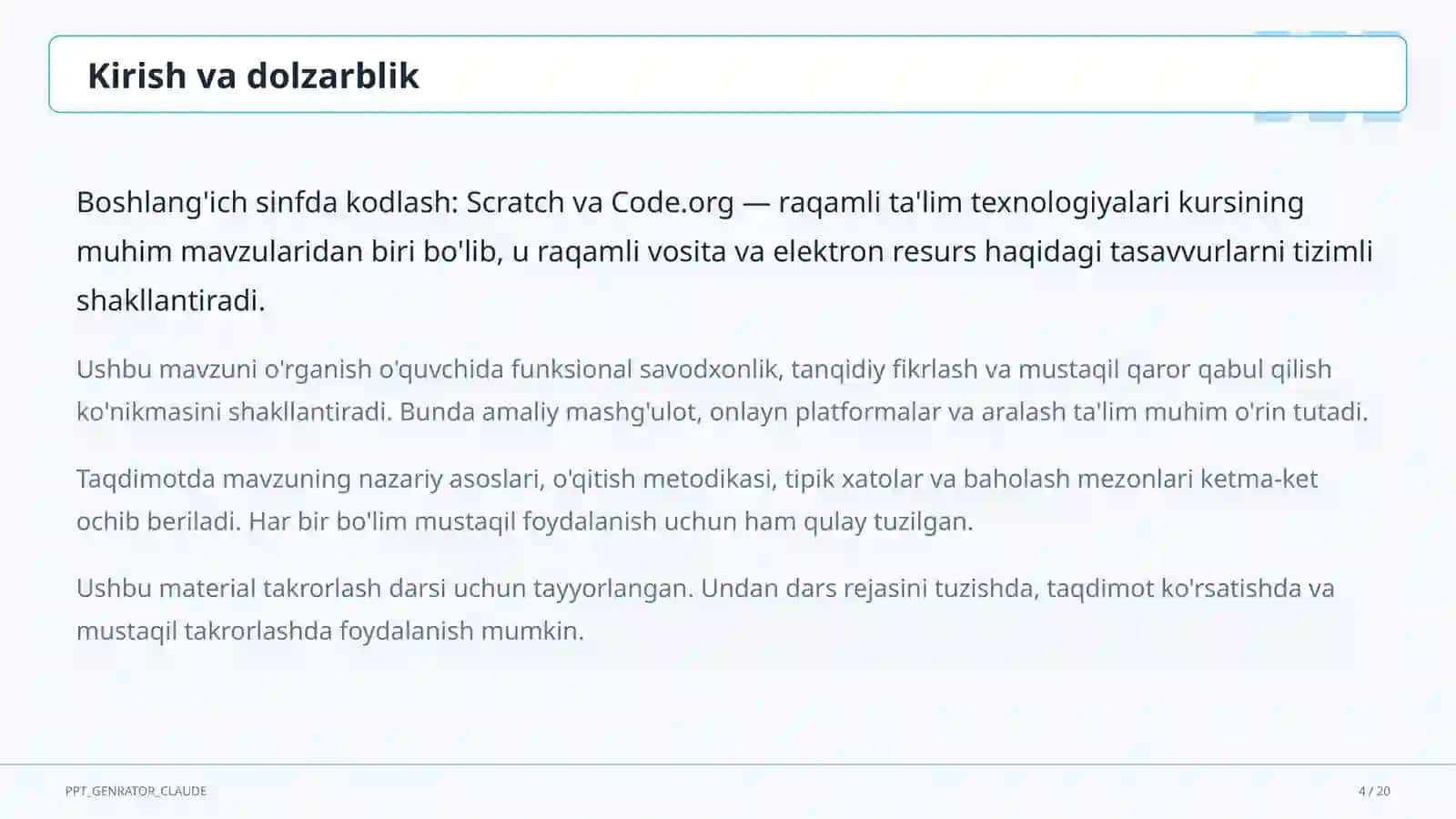 Boshlang'ich sinfda kodlash: Scratch va Code.org 4