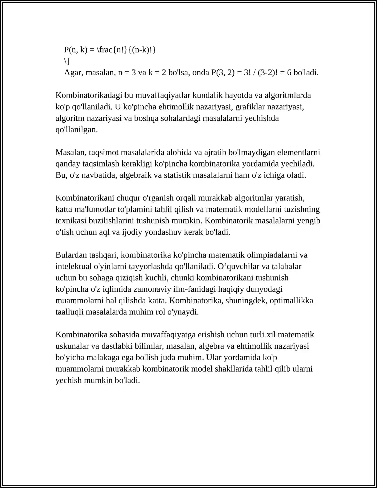 KOMBINATORIKANING ASOSIY ELEMENTLARI. ASOSIY KOMBINATSIYALAR 4