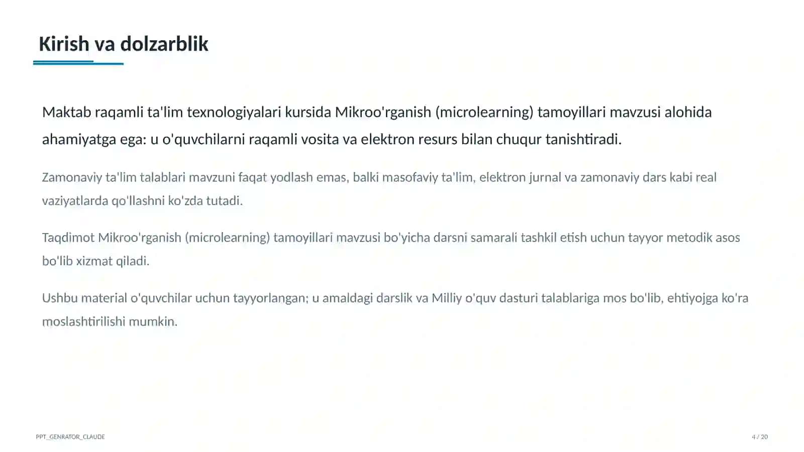 Mikroo'rganish (microlearning) tamoyillari 4