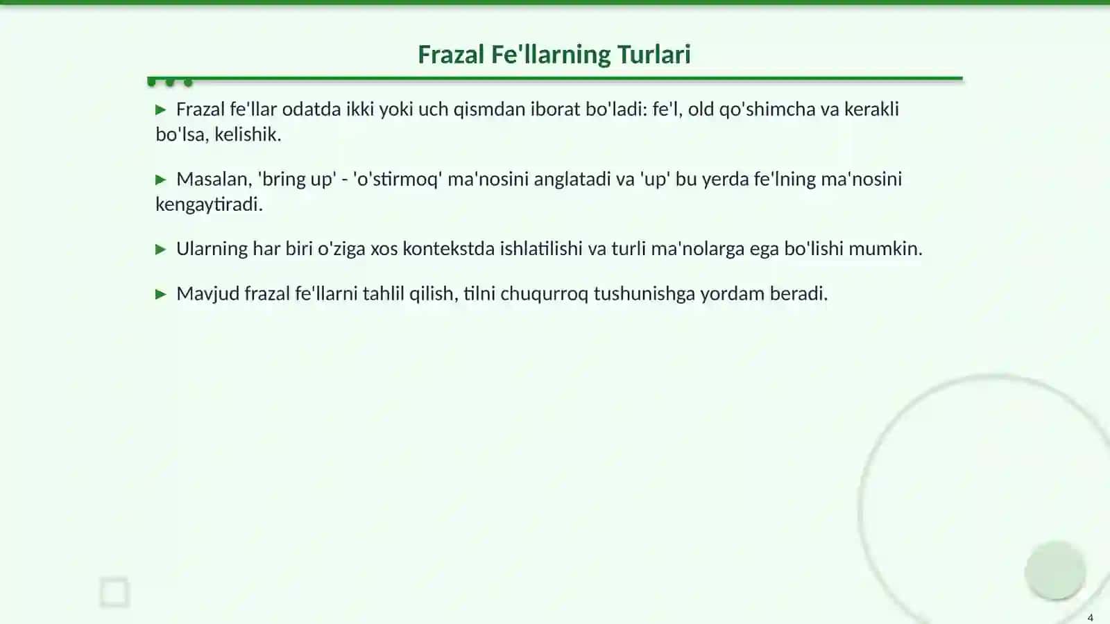 Frazal Fe'llar: Ingliz Tili Tilshunosligida Muhim Aspekt 4