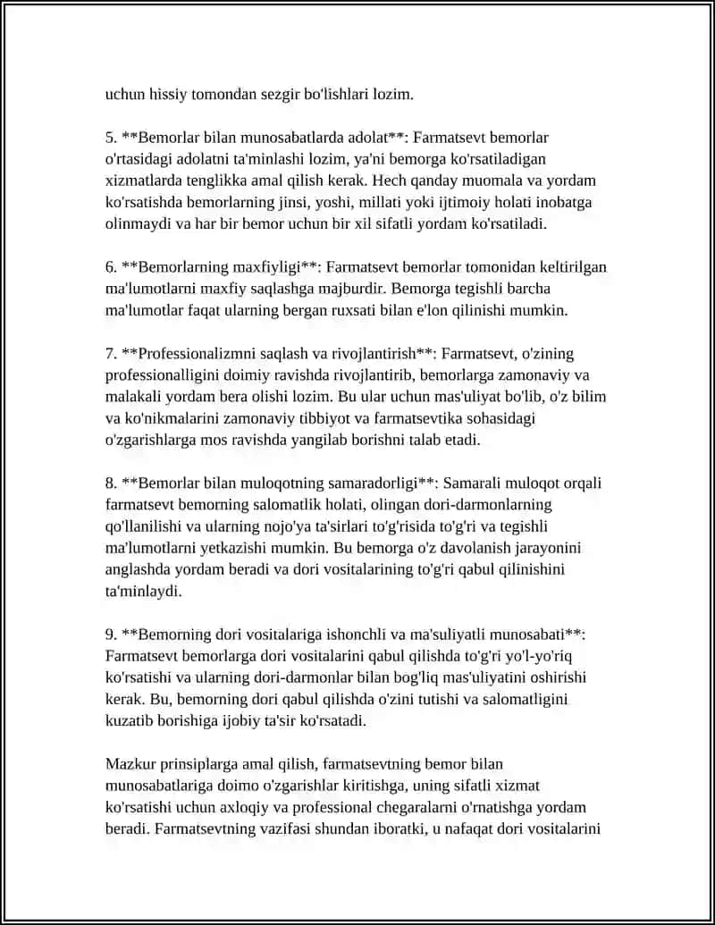 FARMATSEVTNING ETIK KODEKSI PRINSIPLARI 4