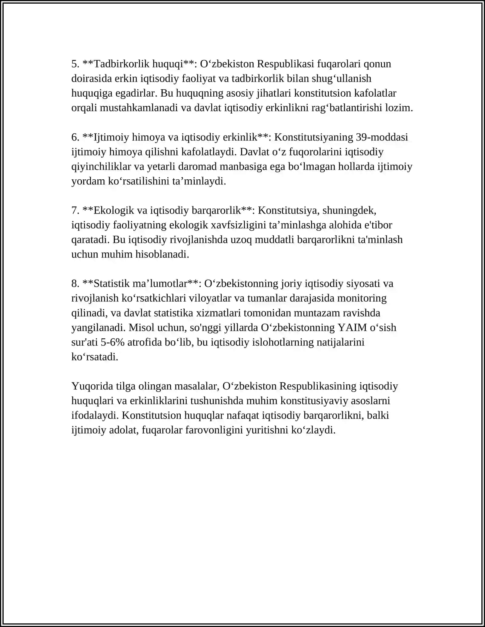"Iqtisodiy, Ijtimoiy, Madaniy va Ekologik Huquqlarning Konstitusiyaviy Asoslari" 4