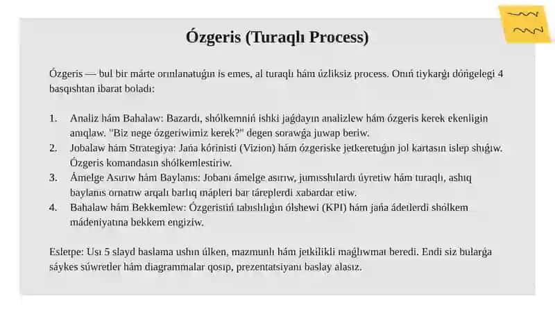 Ozgerislerdi basqariw sistemasinin duzilisi (Qaraqalpaq tilinde) 4