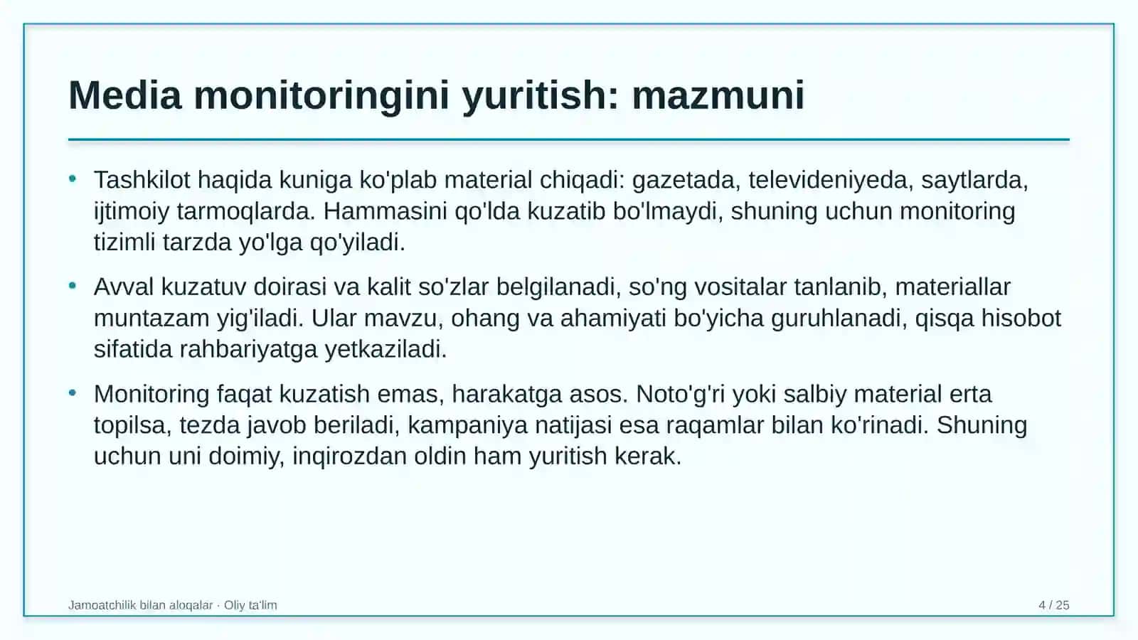 Media monitoringini yuritish: mohiyati 4