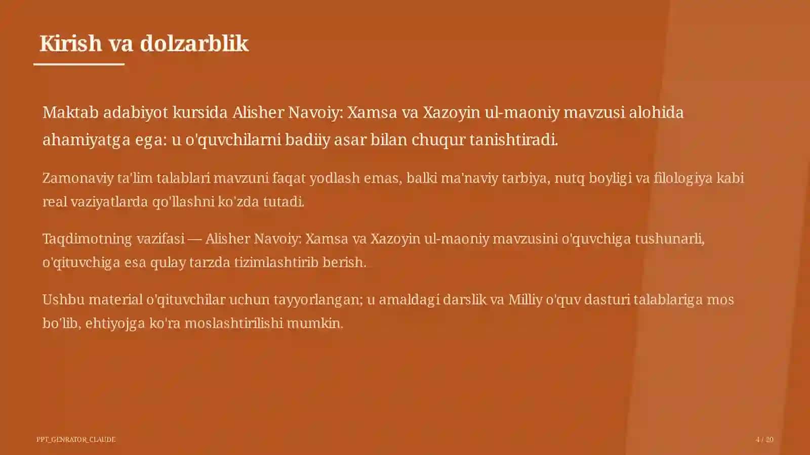 Alisher Navoiy: Xamsa va Xazoyin ul-maoniy (9-sinf) 4