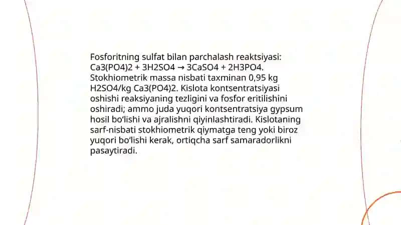 Fosfororit xomashyosini sulfat kislotali parchalash 4