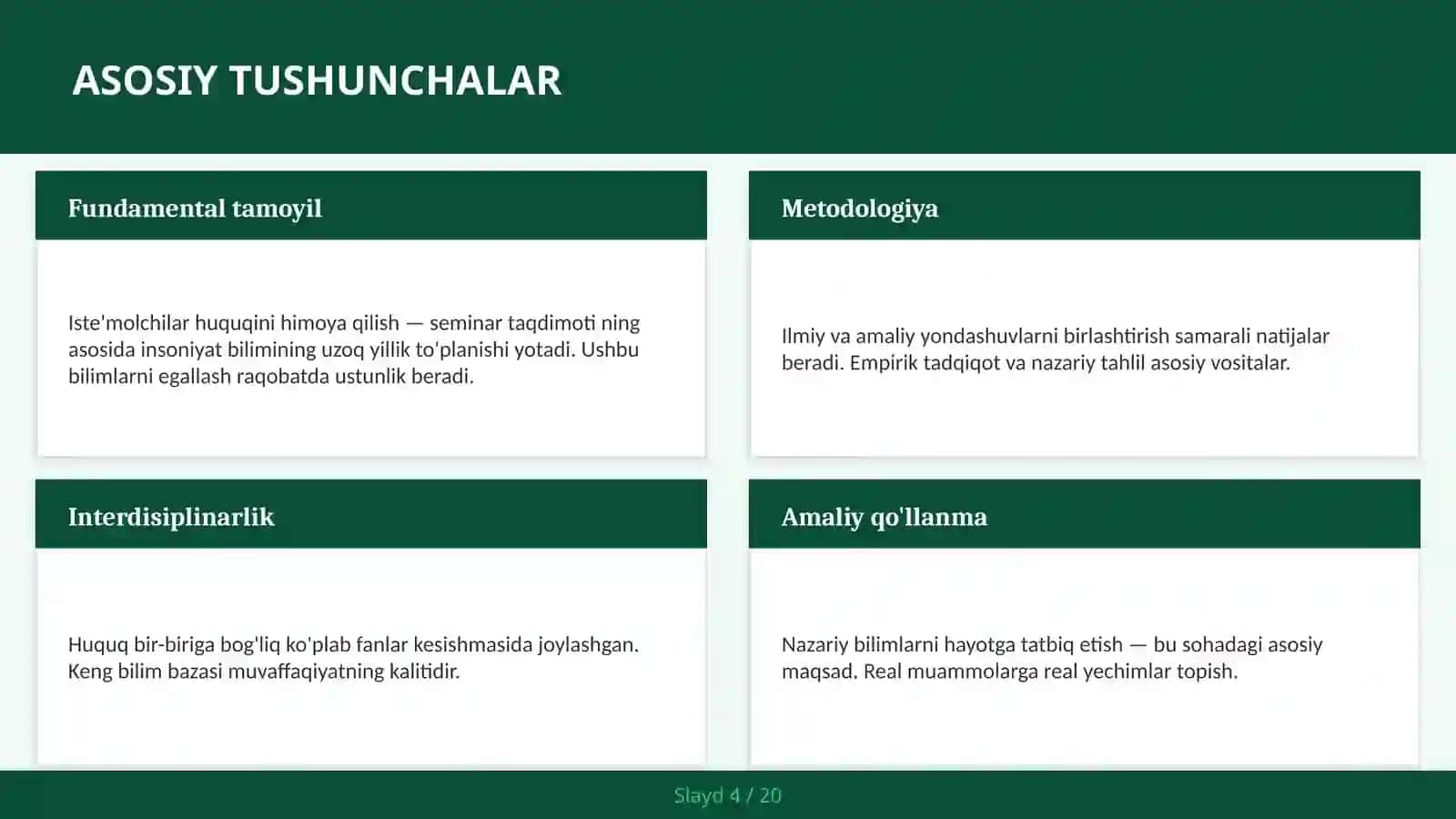 Iste'molchilar huquqini himoya qilish — seminar taqdimoti 4