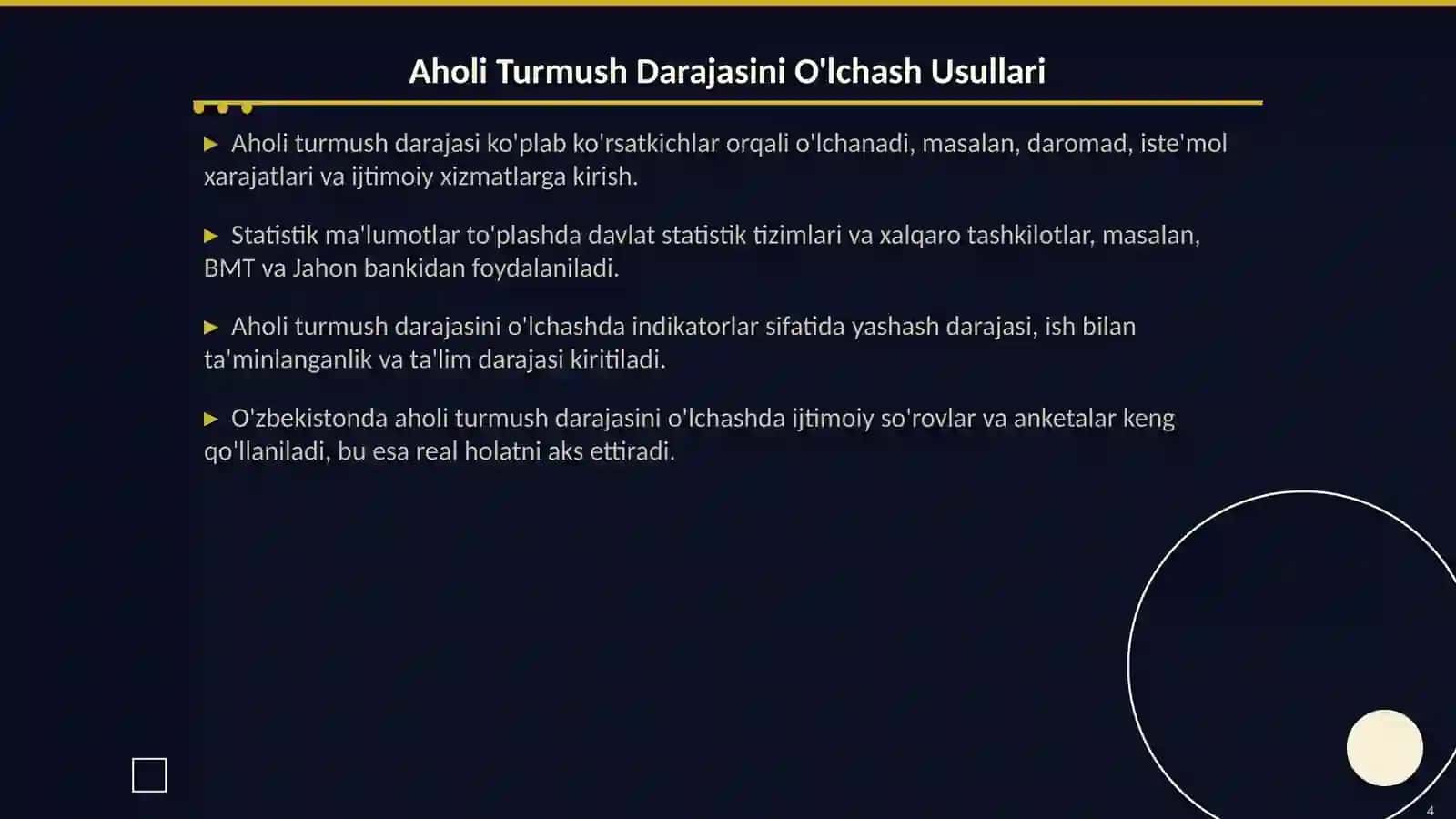 Aholi Turmush Darajasi Statistikasi 4