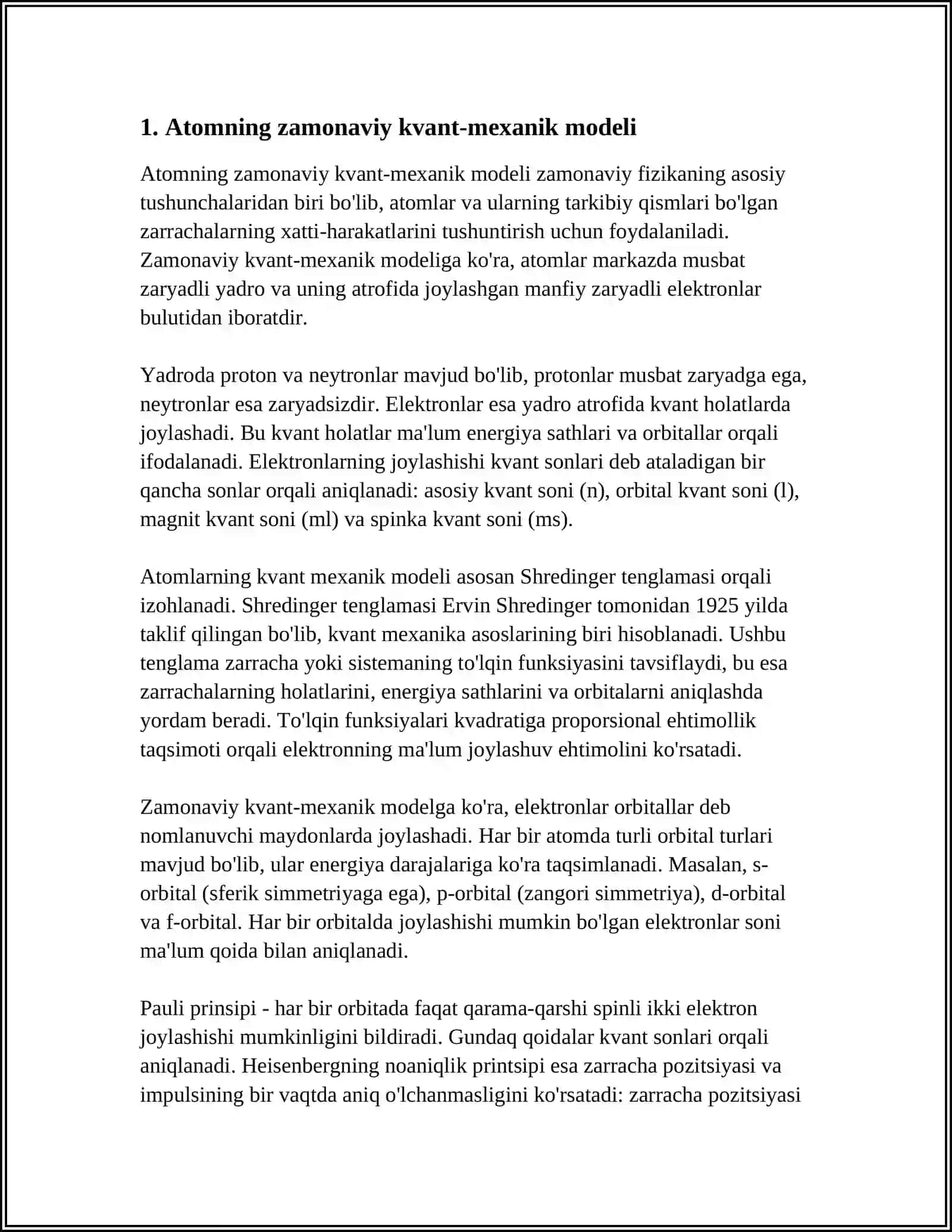 Atomning zamonaviy kvant-mexanik modeli 4