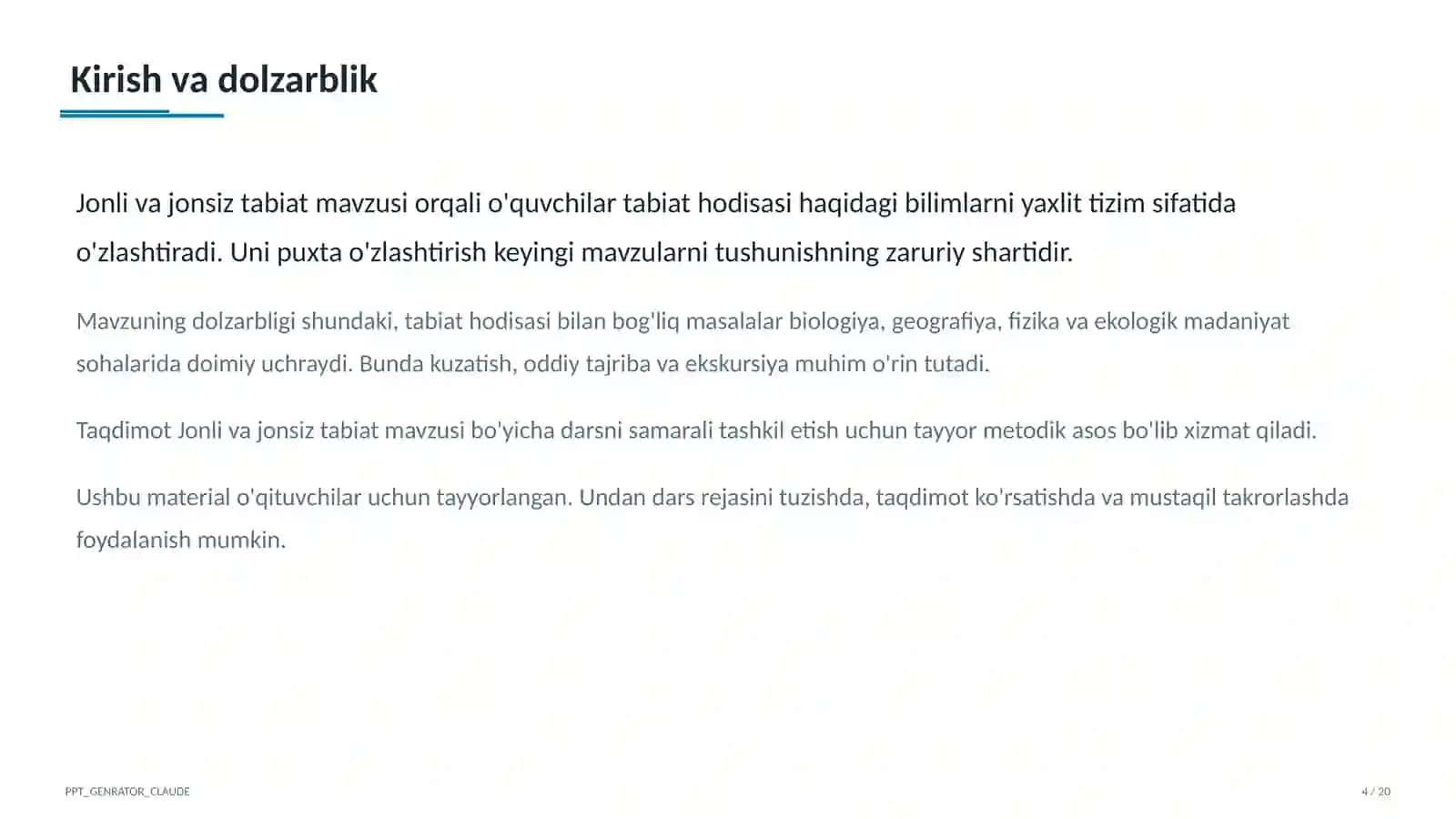 Jonli va jonsiz tabiat (2-sinf) 4