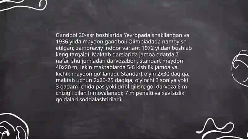 Umumtaʼlim maktablari jismoniy tarbiya darslarida gandbol oʻyini 4