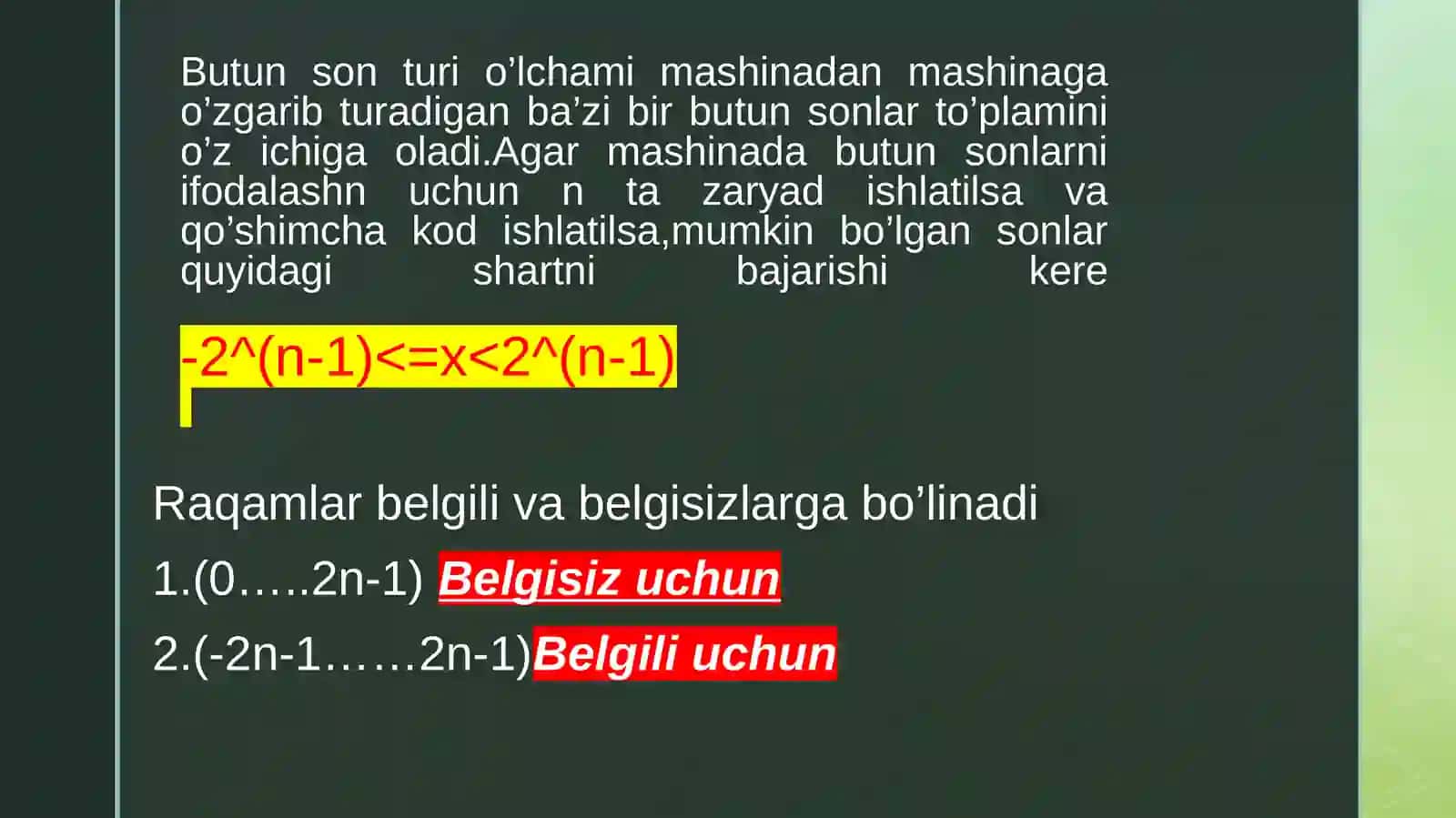 Ma’lumot turlarini taqdim etish 4